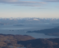 Vista de Ushuaia no retorno de El Calafate de asa dura.
