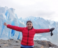 Wilma aquecendo para o trekking no Glaciar Perito Moreno